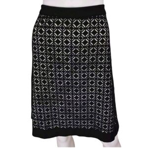 White House Black Market Black Embellished A-Line Skirt SZ 6